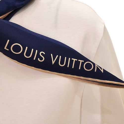 T-shirt with Shiny Blue Scarf S White in Cotton, Gold hardware