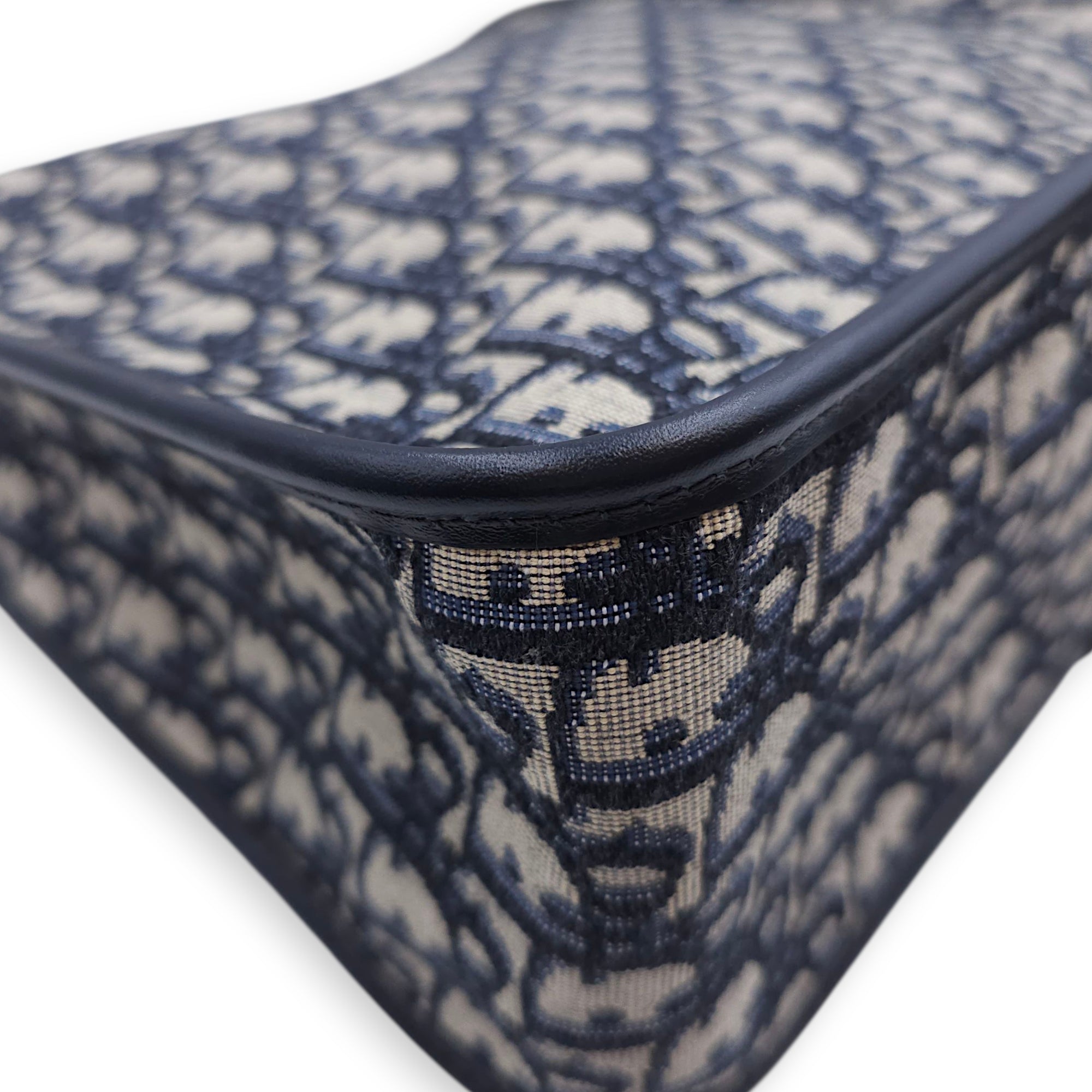 Montaigne Monogram Embroidered Blue Shoulder Bag in Canvas, Gold hardware