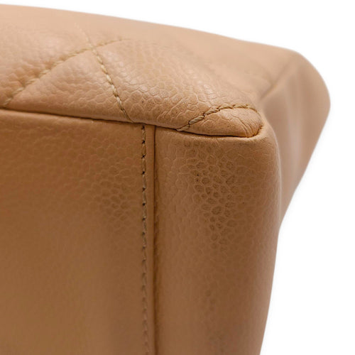 PST Beige Shoulder Bag in Caviar Leather, Gold hardware