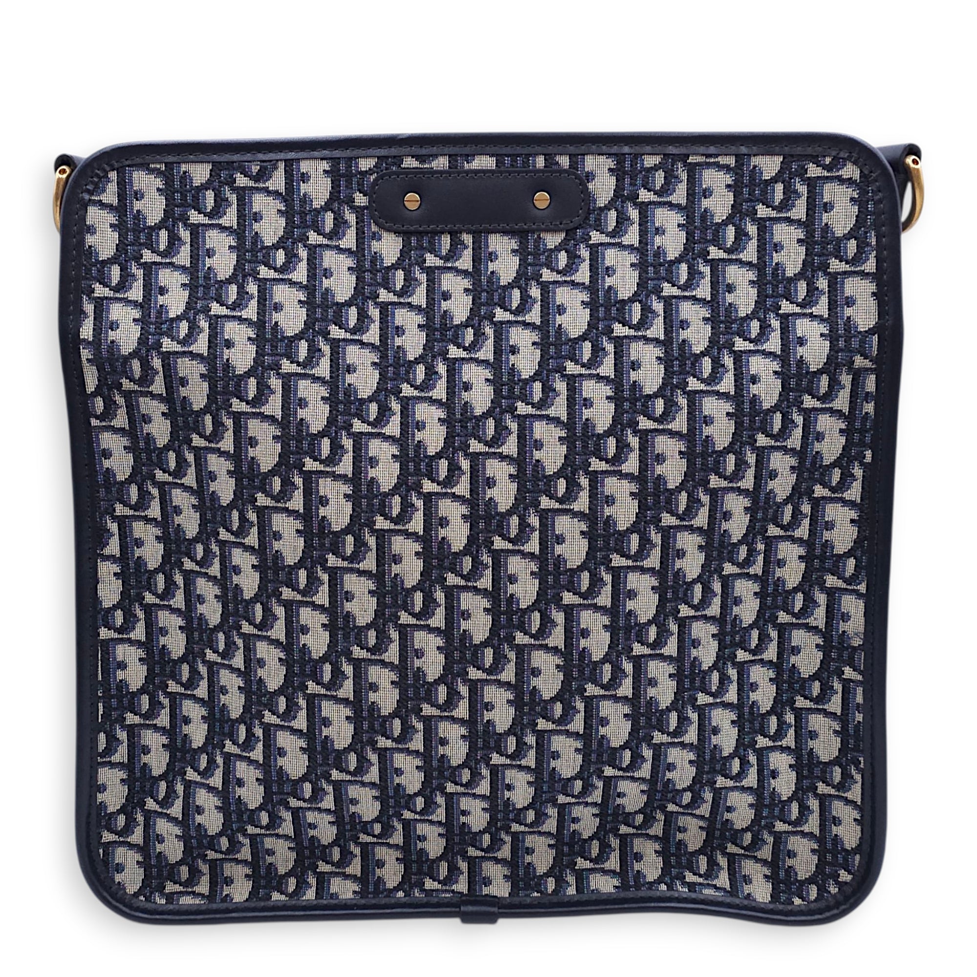 Montaigne Monogram Embroidered Blue Shoulder Bag in Canvas, Gold hardware