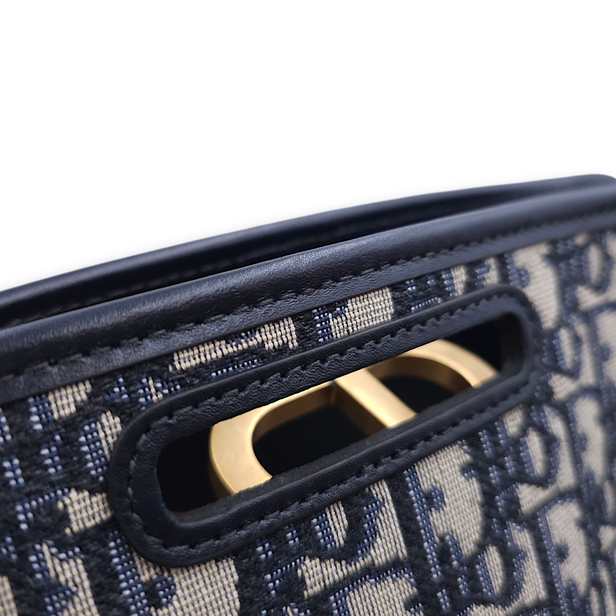 Montaigne Monogram Embroidered Blue Shoulder Bag in Canvas, Gold hardware