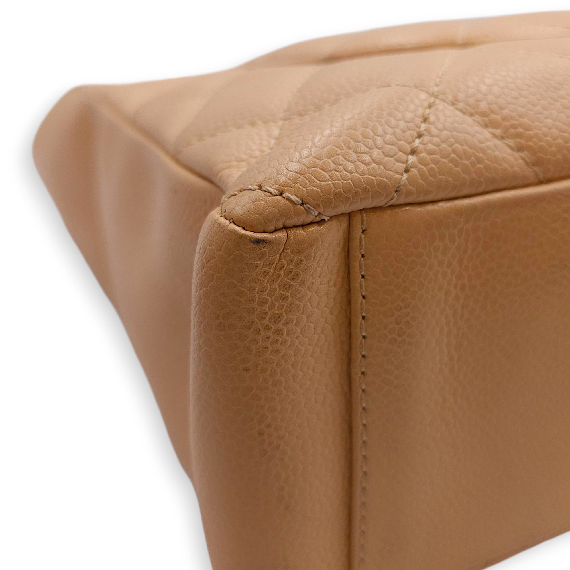 PST Beige Shoulder Bag in Caviar Leather, Gold hardware