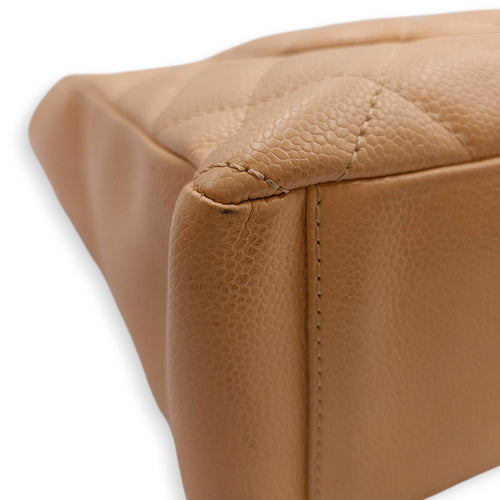 PST Beige Shoulder Bag in Caviar Leather, Gold hardware
