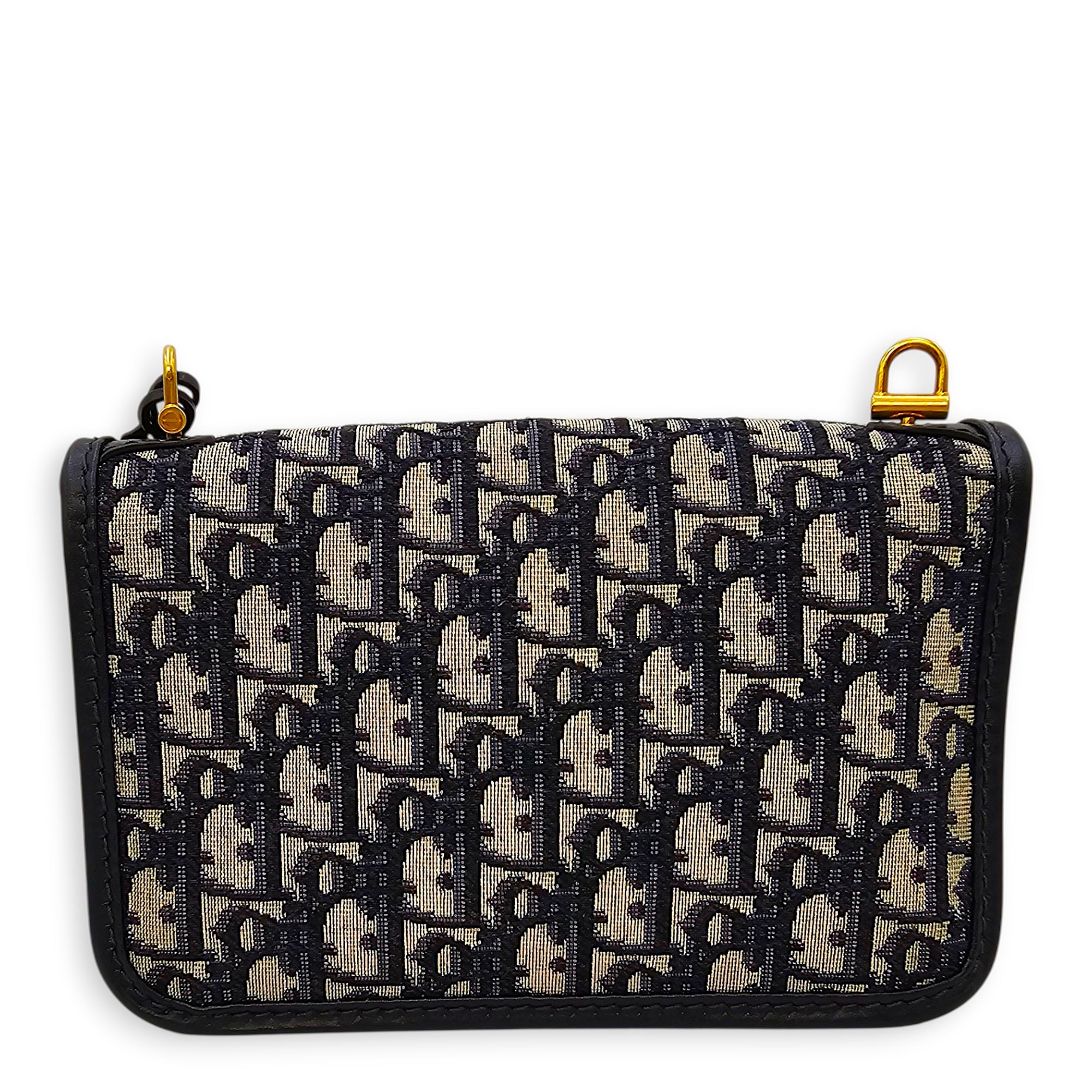 Dior Addict Oblique Monogram Flap Blue Shoulder Bag in Canvas, Gold hardware