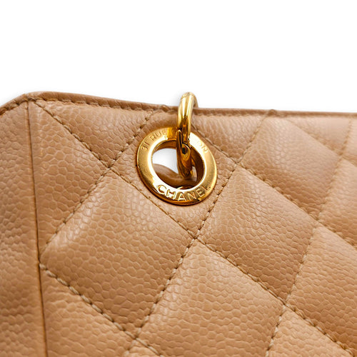 PST Beige Shoulder Bag in Caviar Leather, Gold hardware