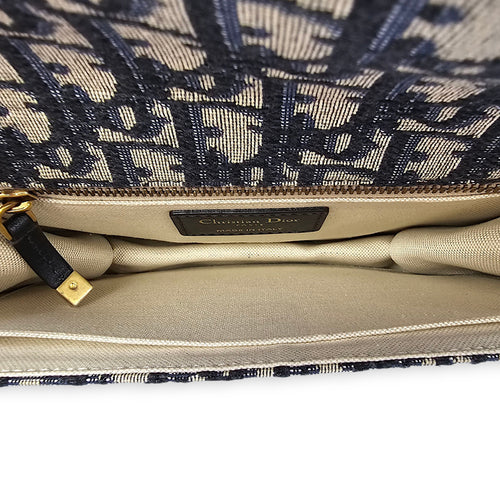 Dior Addict Oblique Monogram Flap Blue Shoulder Bag in Canvas, Gold hardware