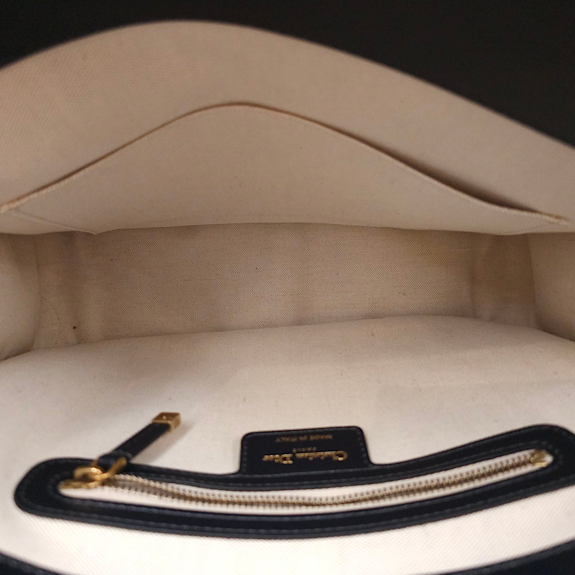 Montaigne Monogram Embroidered Blue Shoulder Bag in Canvas, Gold hardware