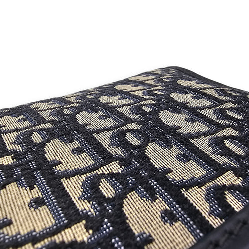 Dior Addict Oblique Monogram Flap Blue Shoulder Bag in Canvas, Gold hardware