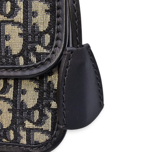 Dior Addict Oblique Monogram Flap Blue Shoulder Bag in Canvas, Gold hardware