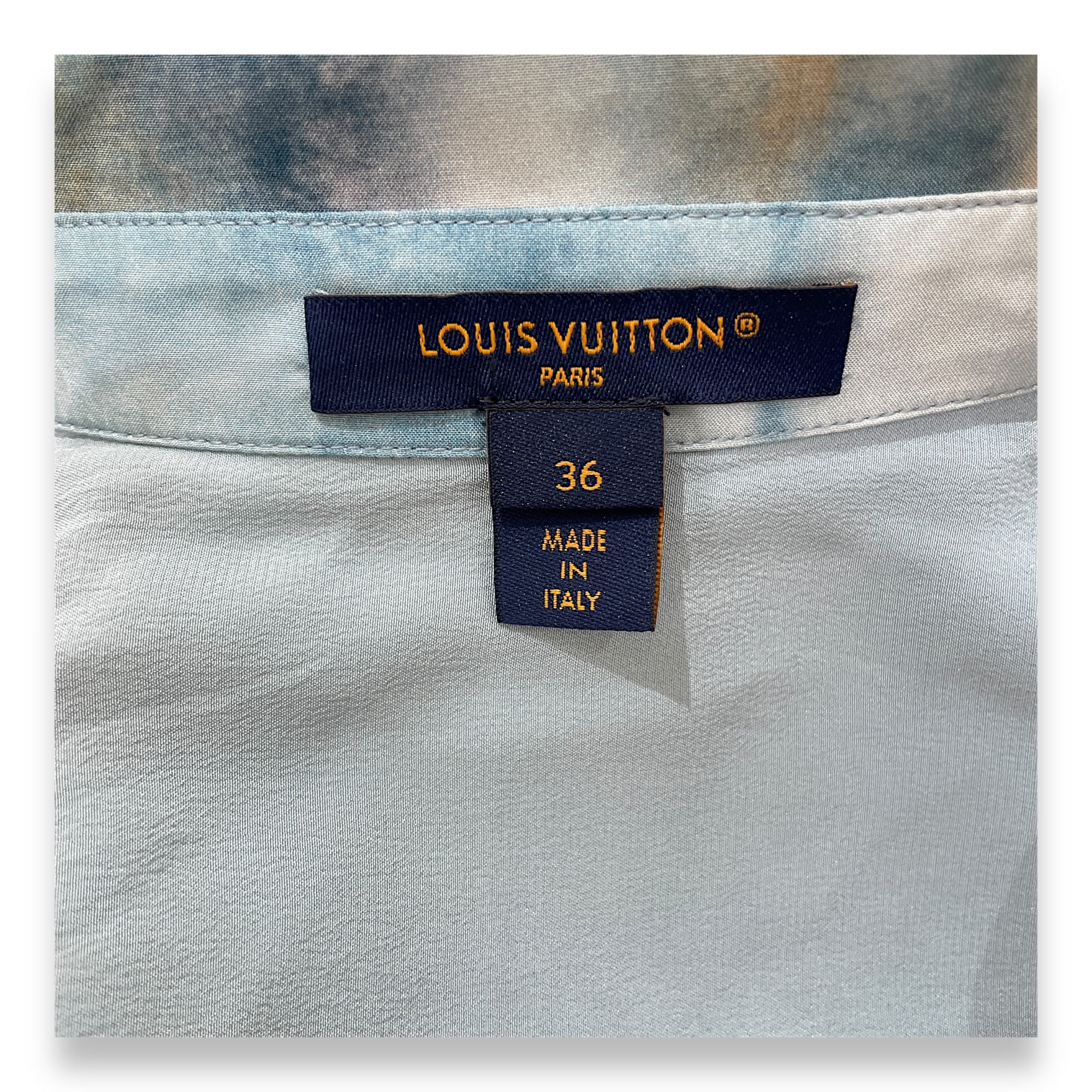LV Tie Dye Monogram Multicoloured Silk Shirt 36 Blue Ready-To-Wear
