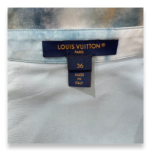 LV Tie Dye Monogram Multicoloured Silk Shirt 36 Blue Ready-To-Wear