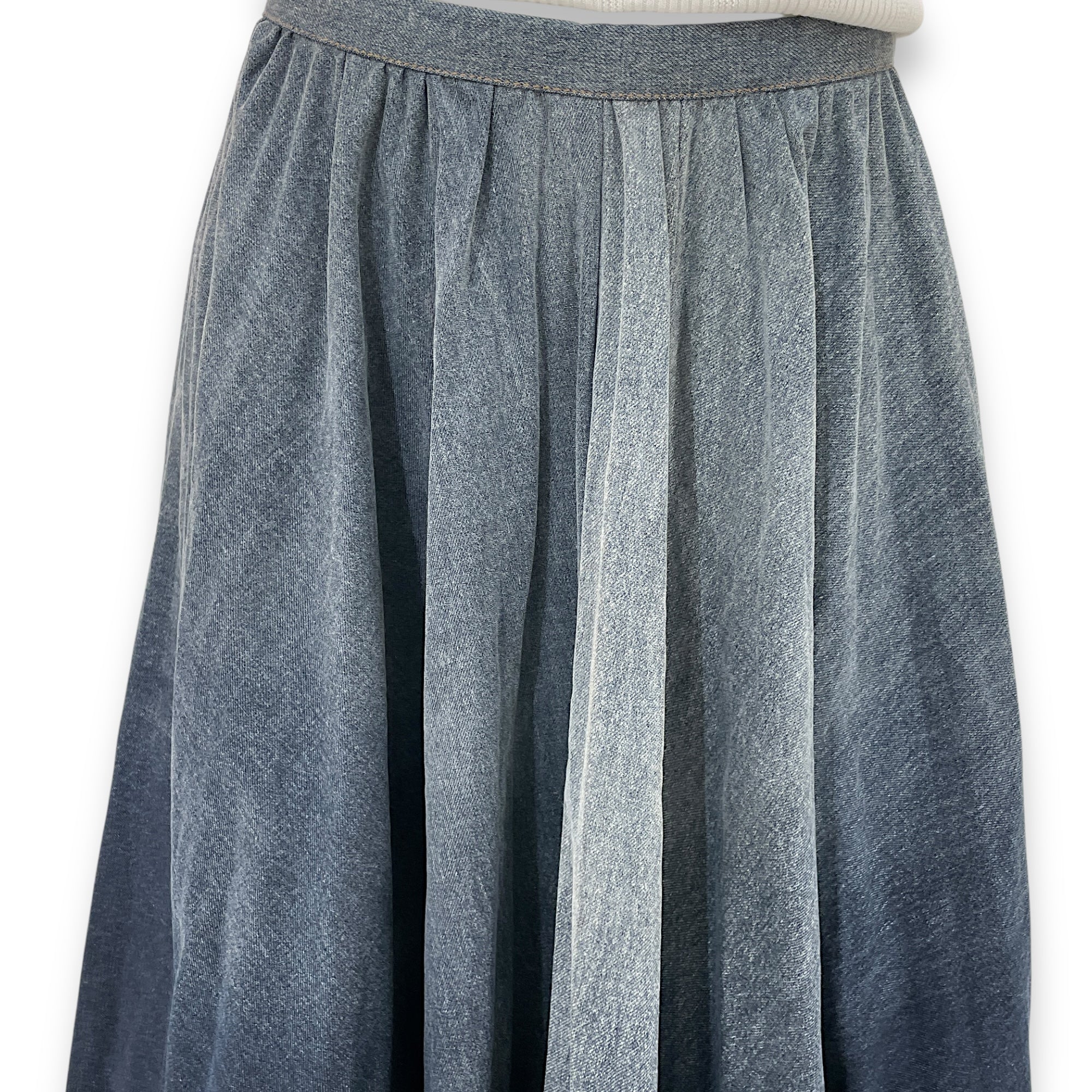 CD Faded Long Flare Denim Skirt 32 Ready-To-Wear in Cotton