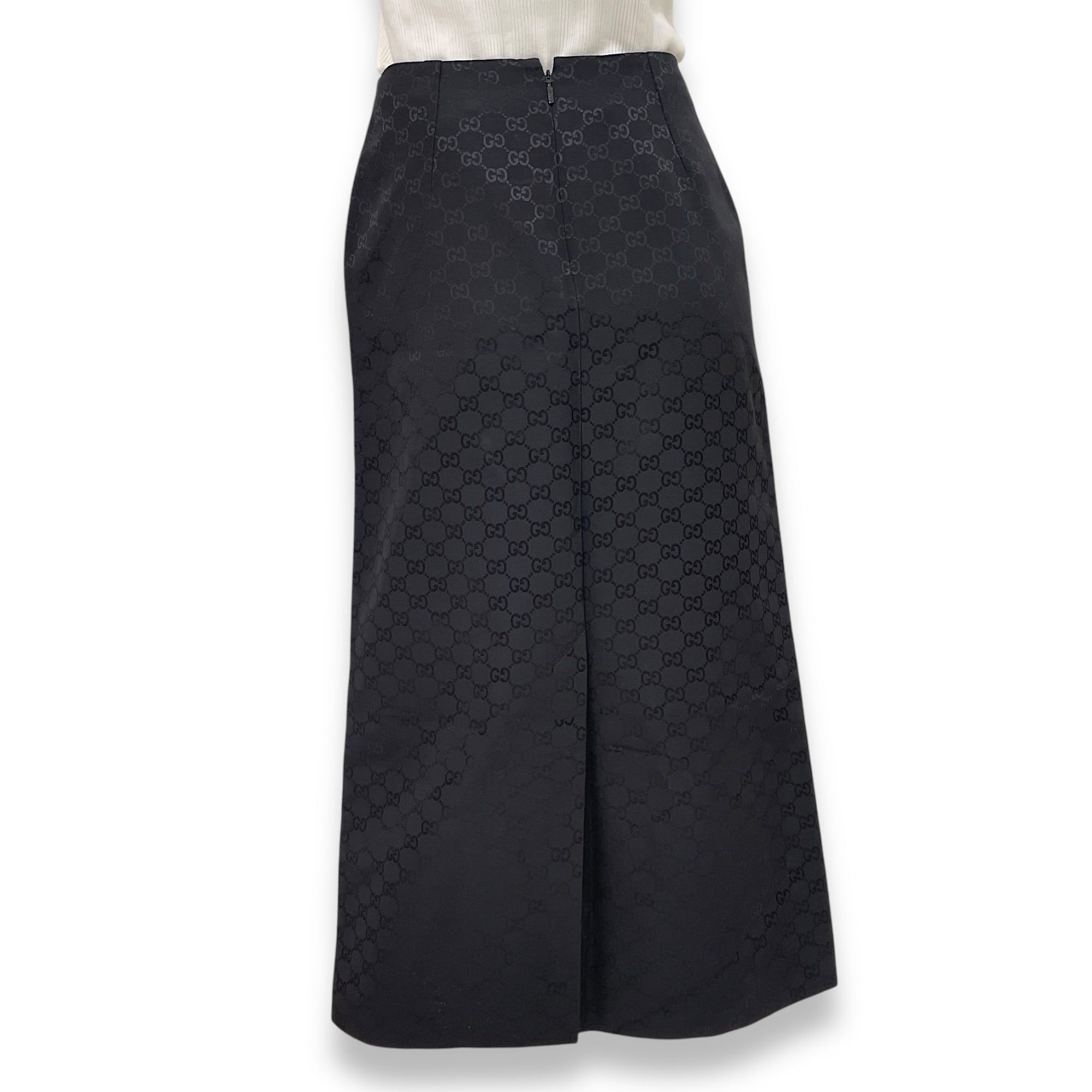 GG Logo All Over Long Skirt 38 Black Ready-To-Wear in Cotton/Viscose