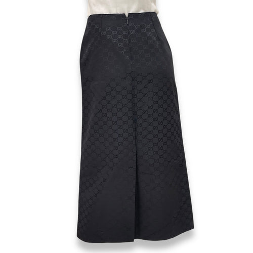 GG Logo All Over Long Skirt 38 Black Ready-To-Wear in Cotton/Viscose