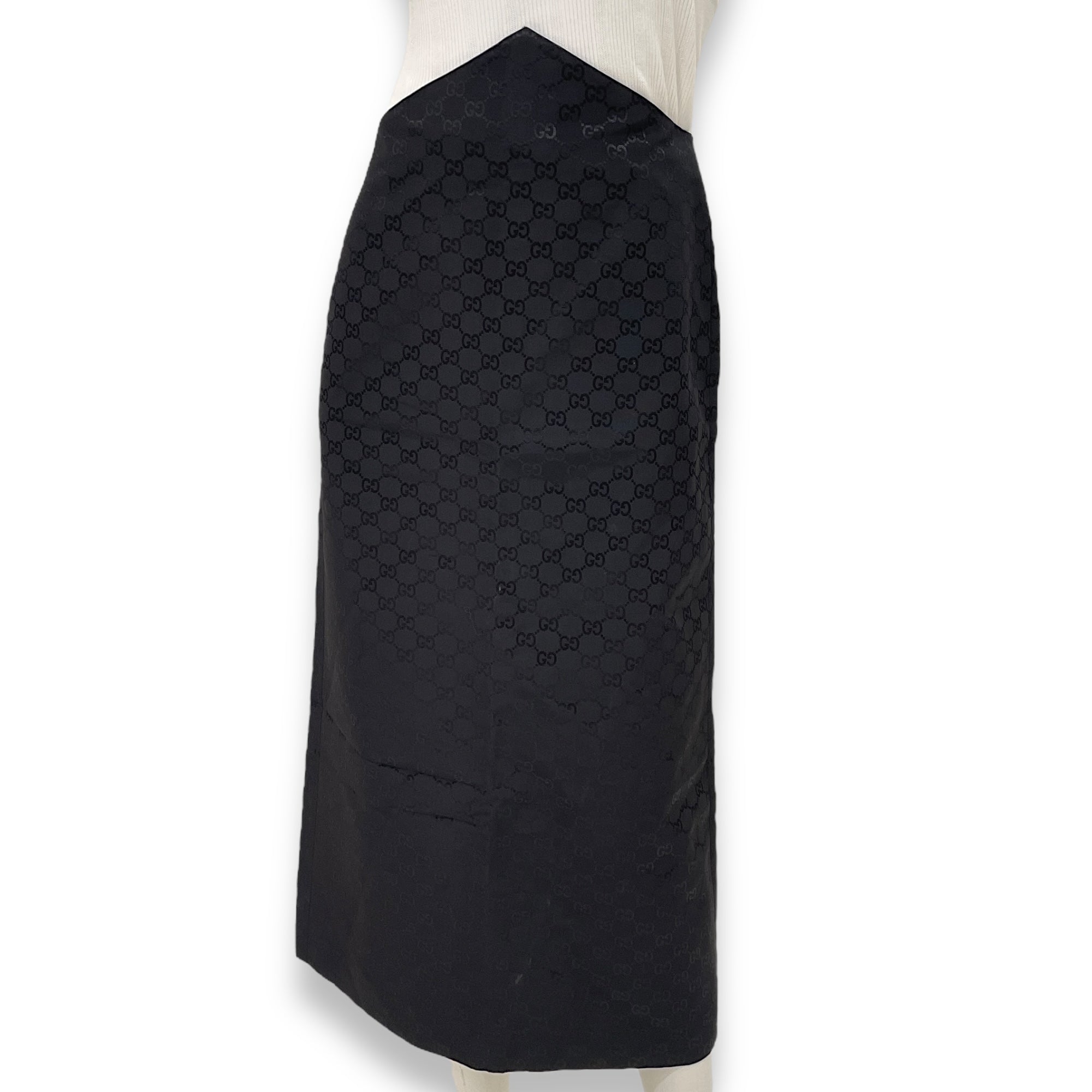 GG Logo All Over Long Skirt 38 Black Ready-To-Wear in Cotton/Viscose