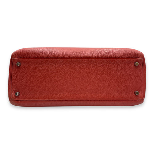 Kelly 35 Rouge Venetien in Togo Palladium hardware