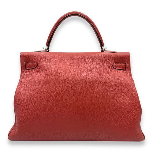 Kelly 35 Rouge Venetien in Togo Palladium hardware