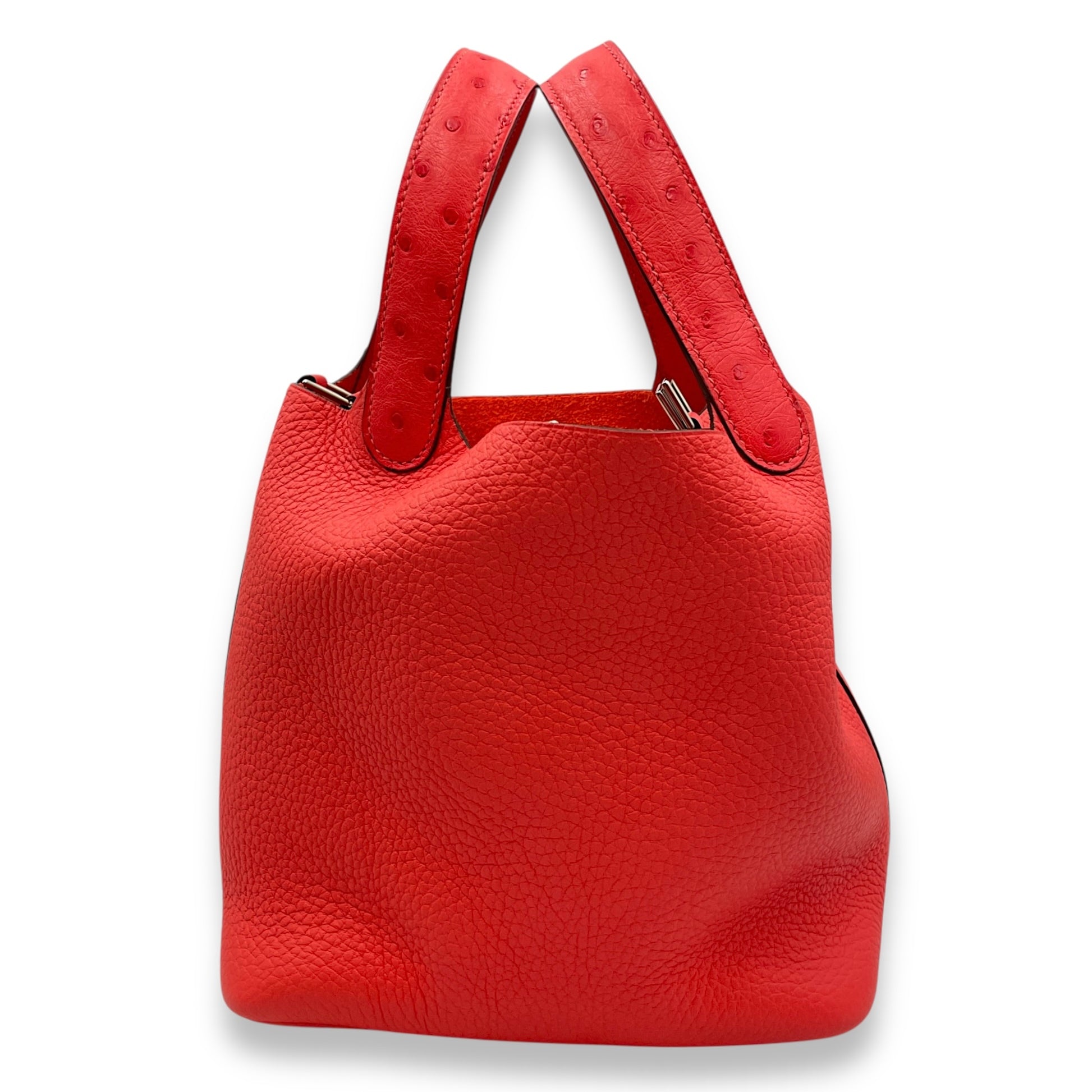 Picotin Touch 18 Rose Texas in Ostrich/Clemence, Palladium hardware