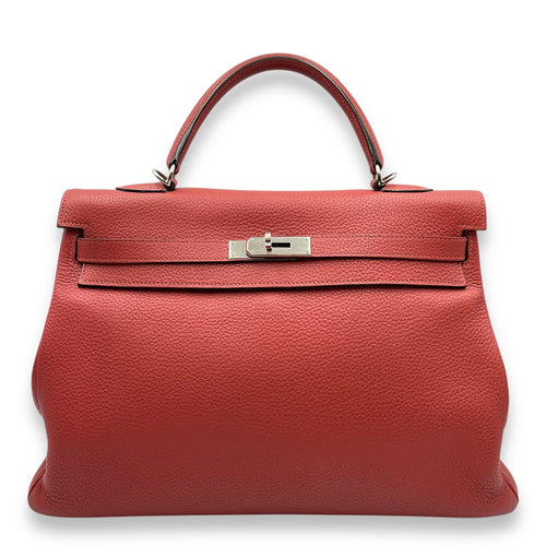 Kelly 35 Rouge Venetien in Togo Palladium hardware