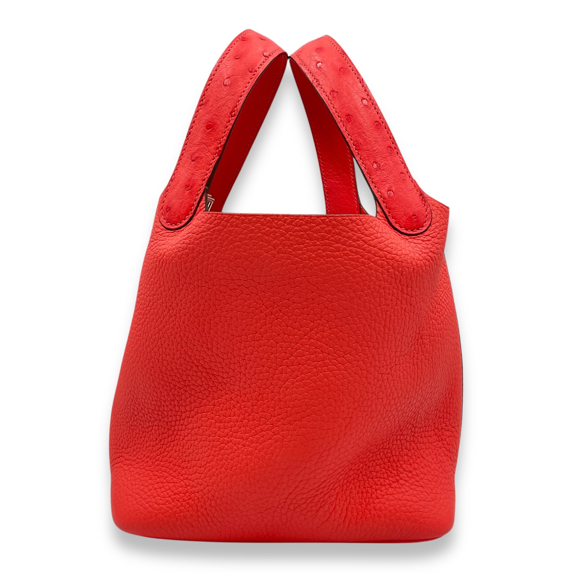 Picotin Touch 18 Rose Texas in Ostrich/Clemence, Palladium hardware