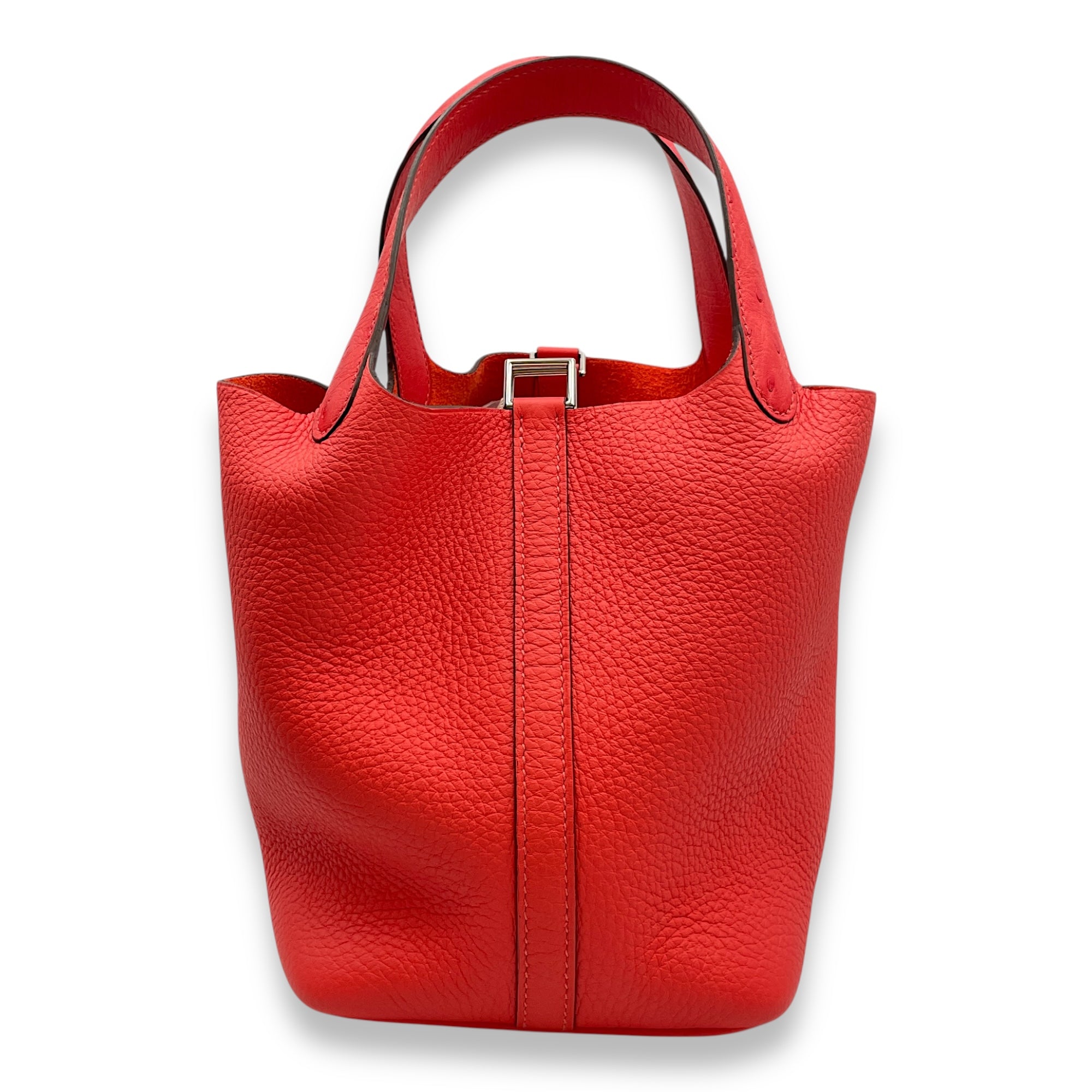 Picotin Touch 18 Rose Texas in Ostrich/Clemence, Palladium hardware