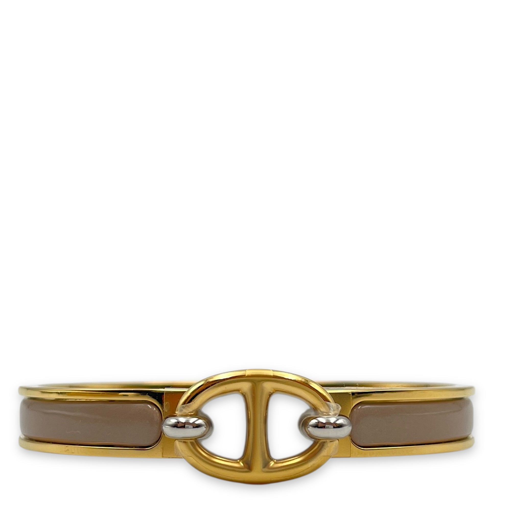 Mini Chaine D'ancre Clic GM Marron Glace Bracelet, Gold hardware