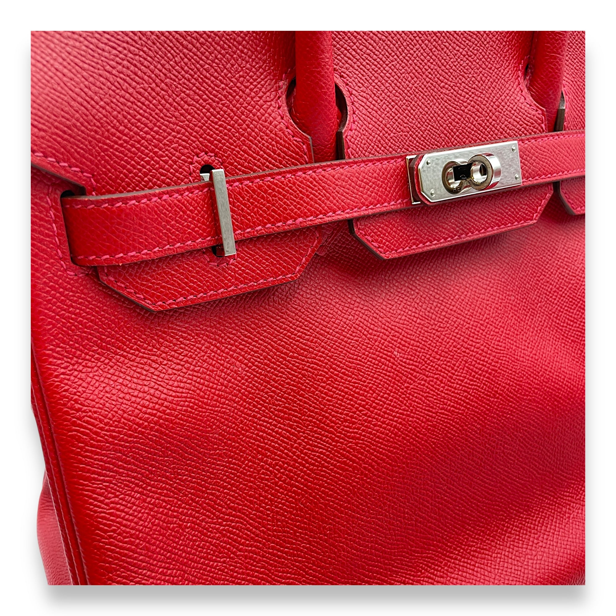 Birkin 30 Rouge Casaque in Epsom, Palladium hardware