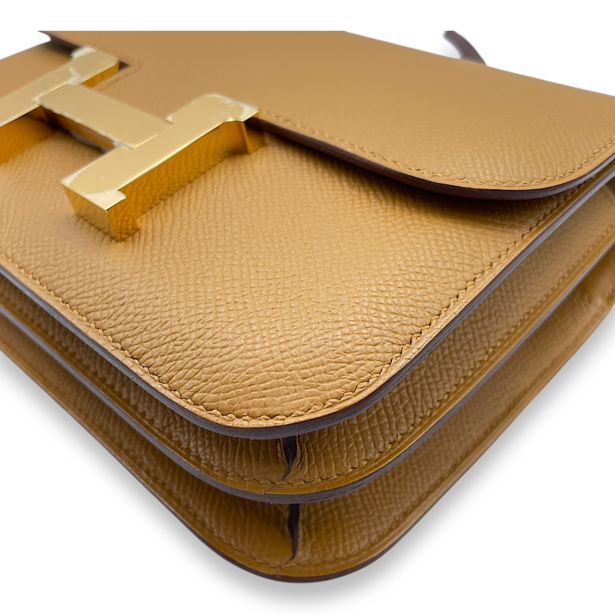 Constance Mirror 18 Sesame in Epsom, Gold hardware