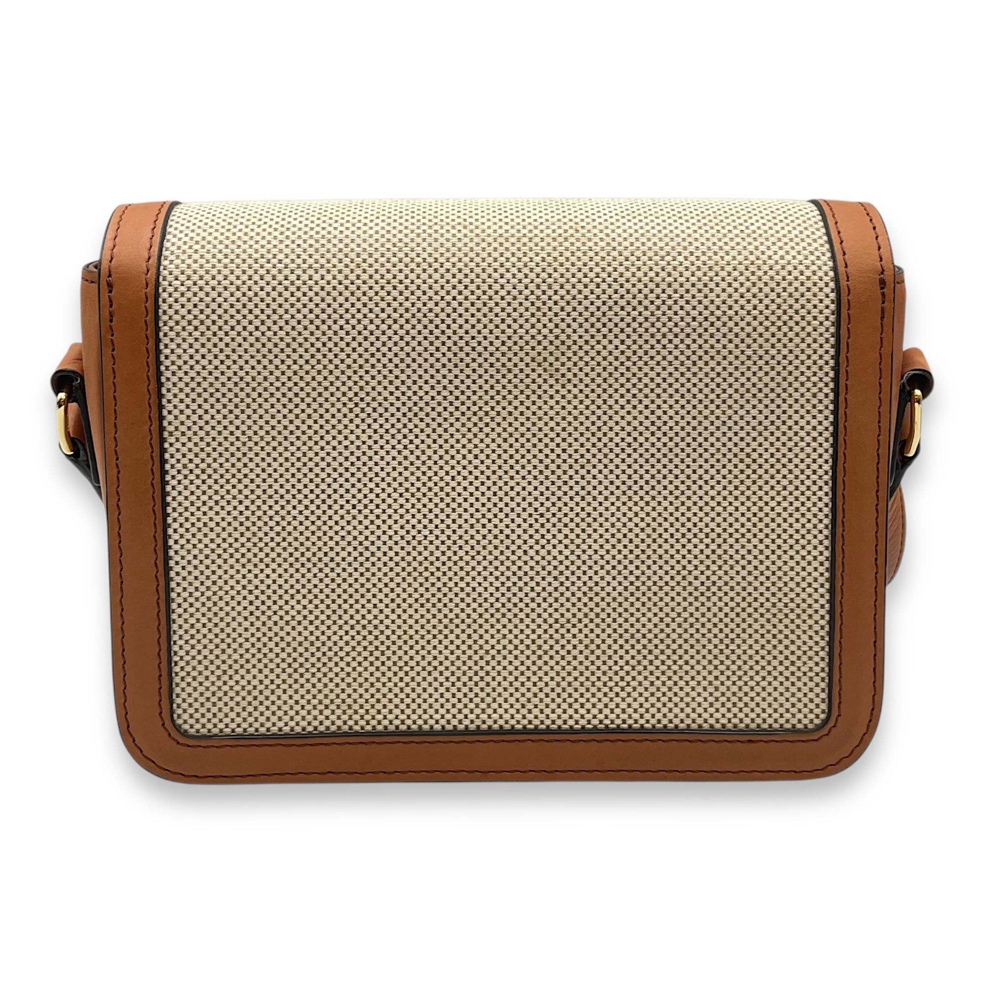 Triomphe Teen Beige Crossbody Bag in Canvas, Gold hardware
