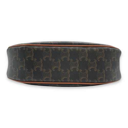 Ava Brown Shoulder Bag in Calfskin, Gold hardware