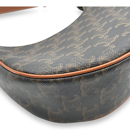 Ava Brown Shoulder Bag in Calfskin, Gold hardware