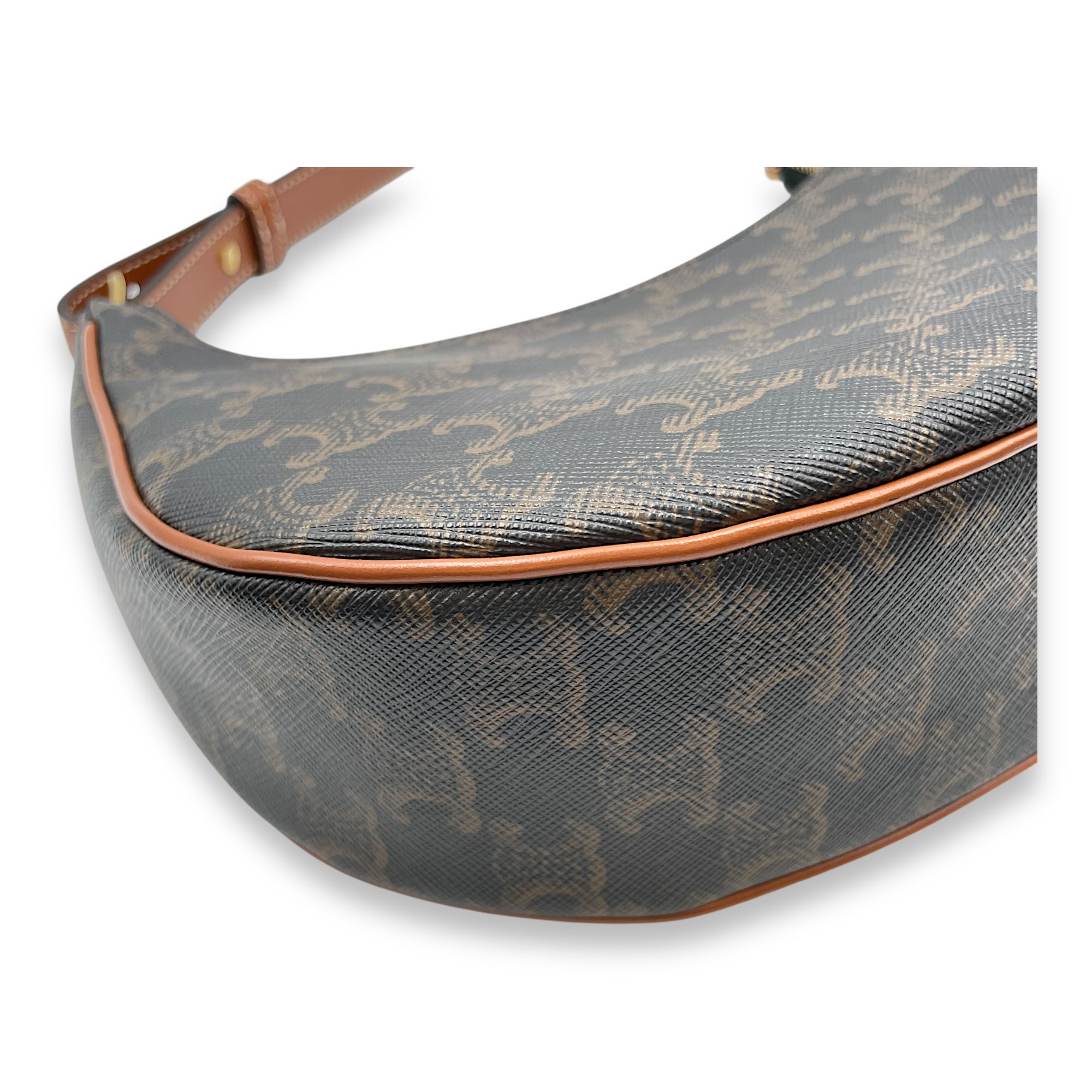 Ava Brown Shoulder Bag in Calfskin, Gold hardware