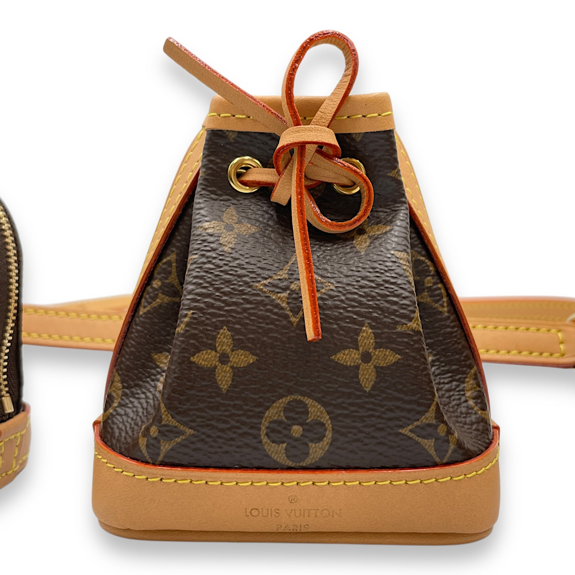 Trio Icons Mini Brown Monogram Crossbody Bag in Coated Canvas, Gold hardware