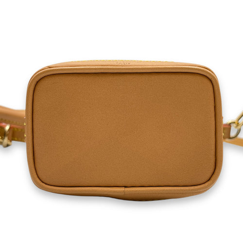 Trio Icons Mini Brown Monogram Crossbody Bag in Coated Canvas, Gold hardware