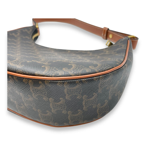 Ava Brown Shoulder Bag in Calfskin, Gold hardware