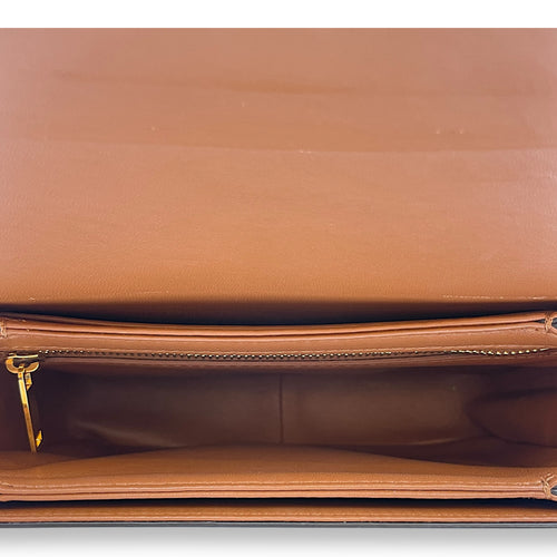 Triomphe Teen Beige Crossbody Bag in Canvas, Gold hardware