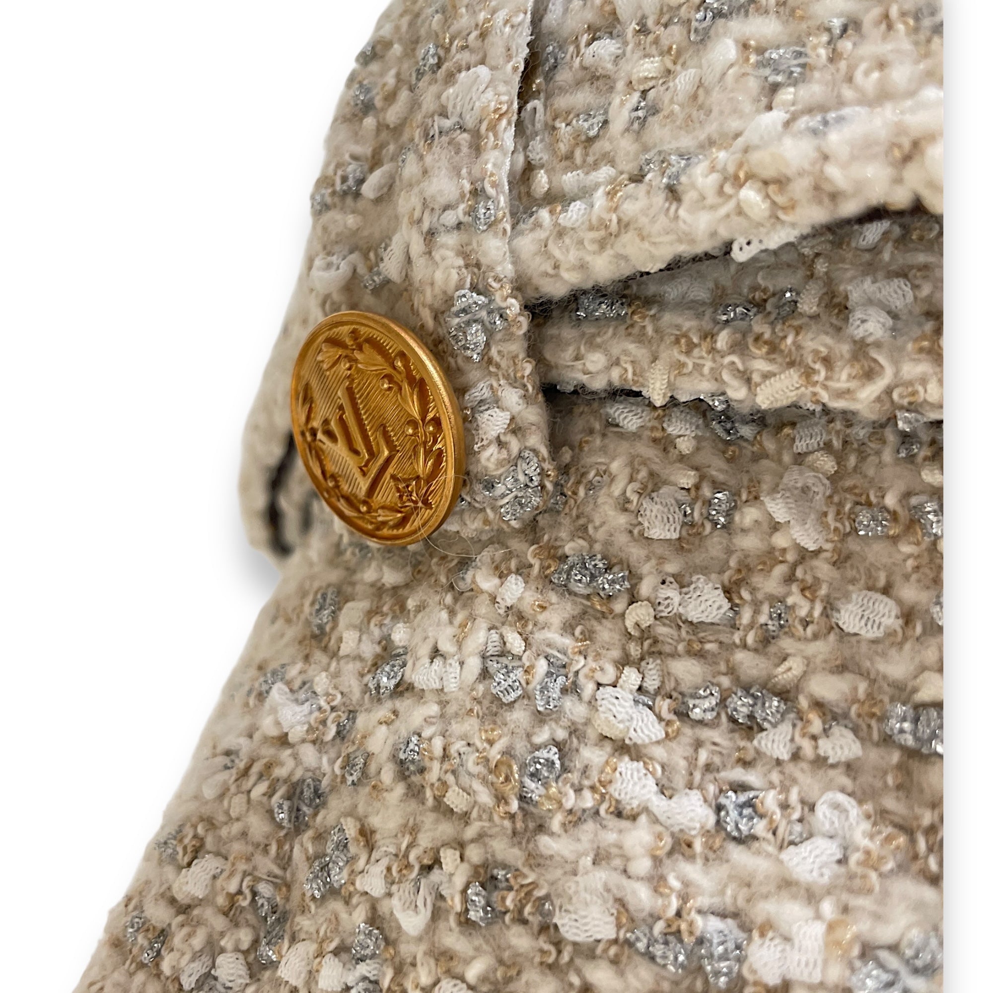 Tweed Belted Dress 34 Beige Ready-To-Wear , Gold hardware