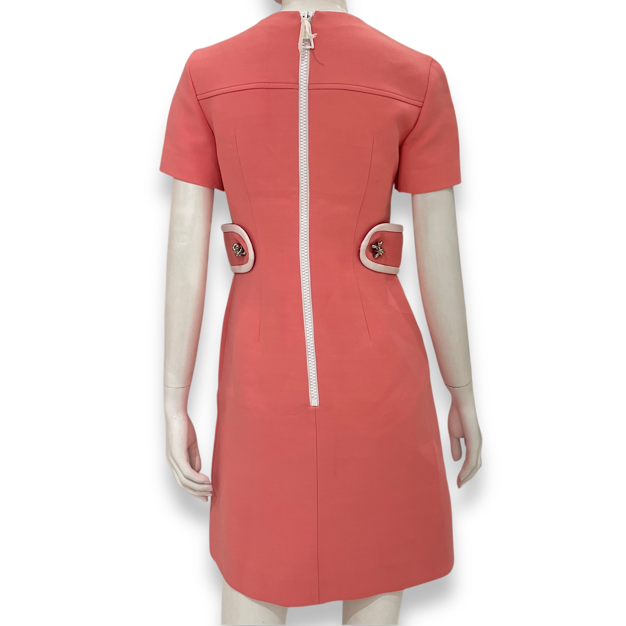 Retro Martingle Dress 34 Pink Ready-To-Wear in Wool/Silk