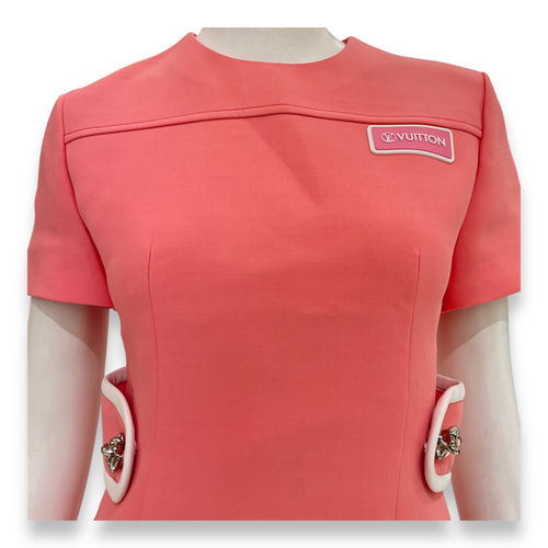 Retro Martingle Dress 34 Pink Ready-To-Wear in Wool/Silk