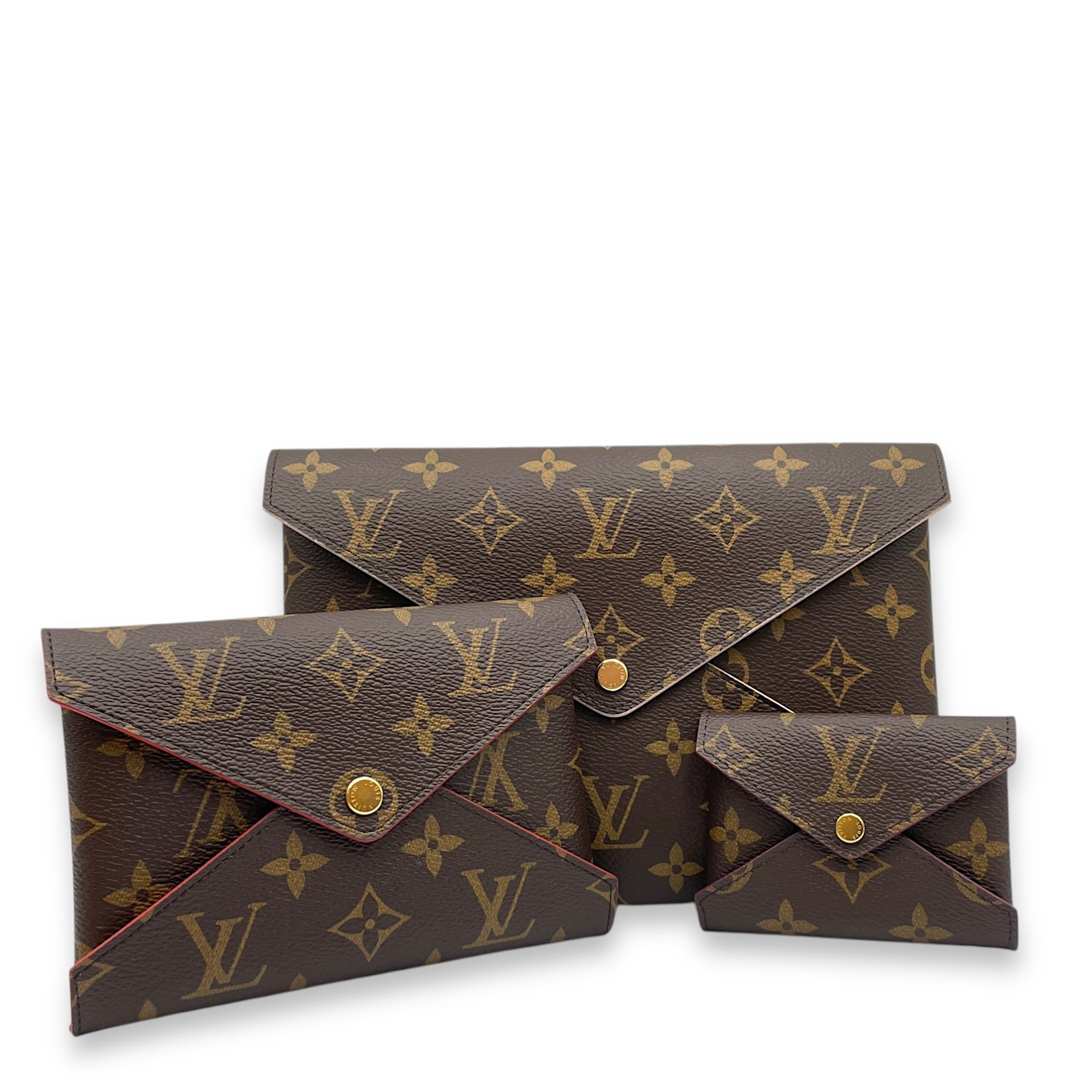 Monogram Kirigami Set of 3 Multi-Color Pochette , Gold hardware