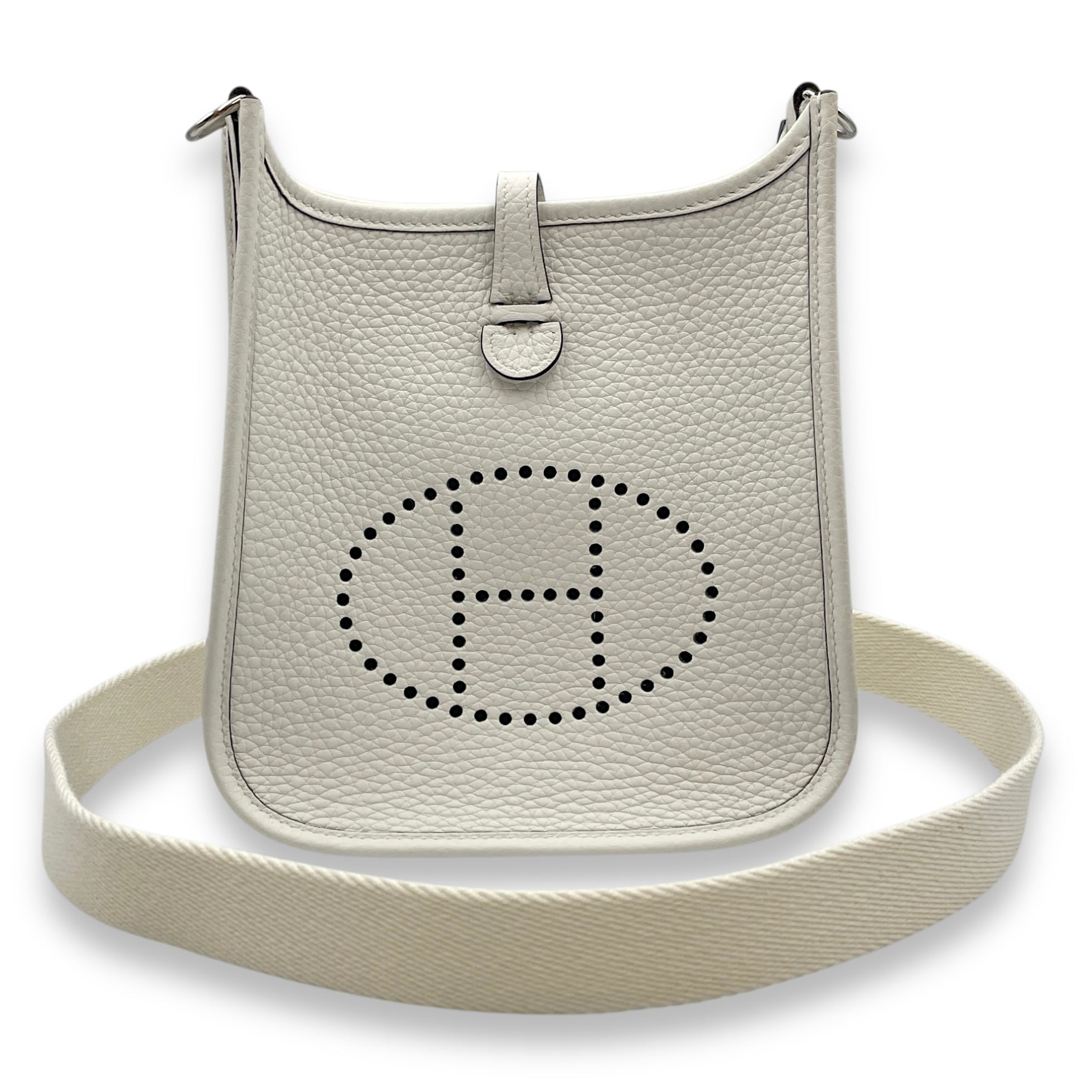 Evelyne Mini White in Clemence, Palladium hardware