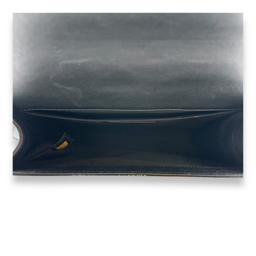 Le Boy Medium Black Flap Bag in Patent Leather, Silver hardware