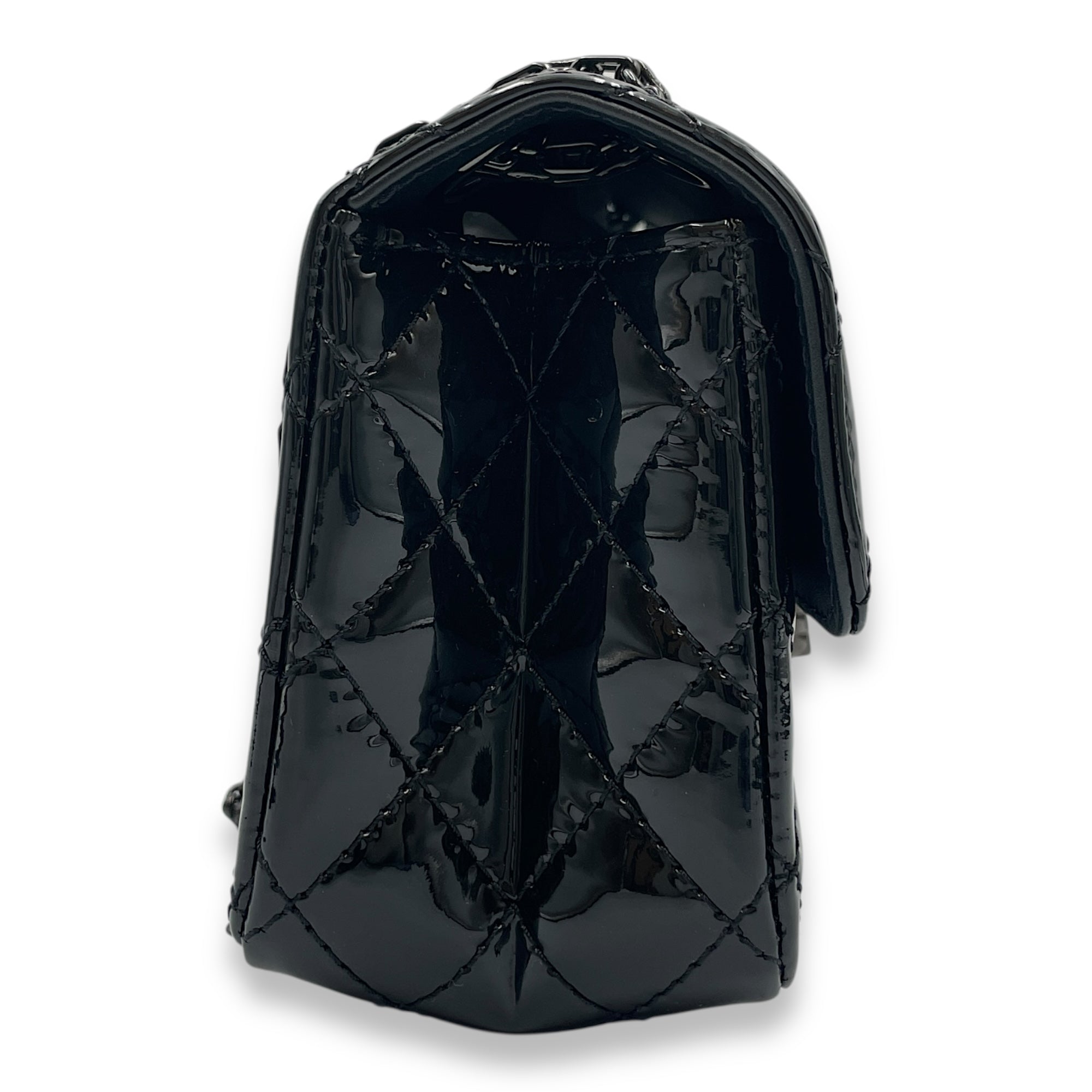 Reissue Mini Black Flap Bag in Patent Leather, So Black hardware