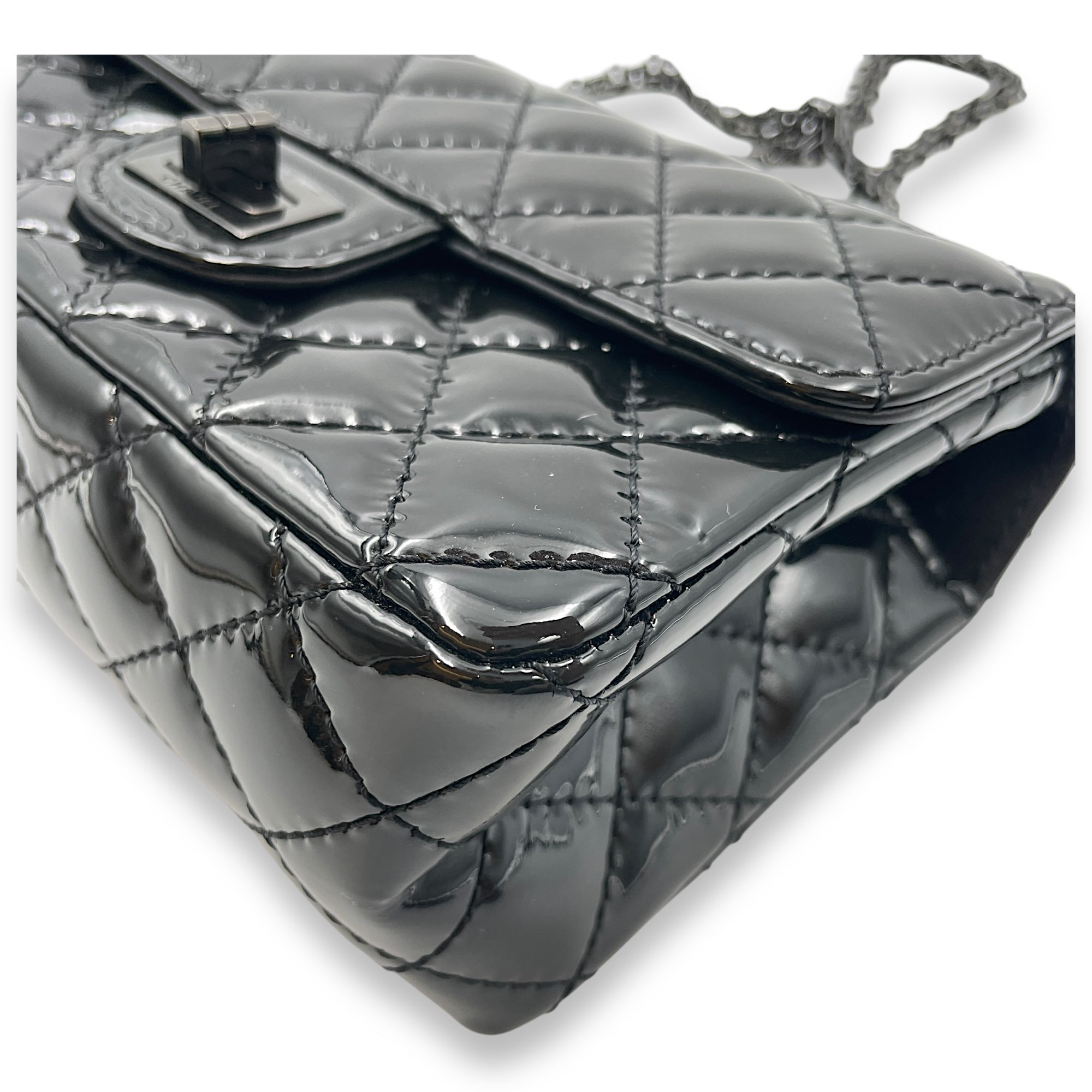 Reissue Mini Black Flap Bag in Patent Leather, So Black hardware