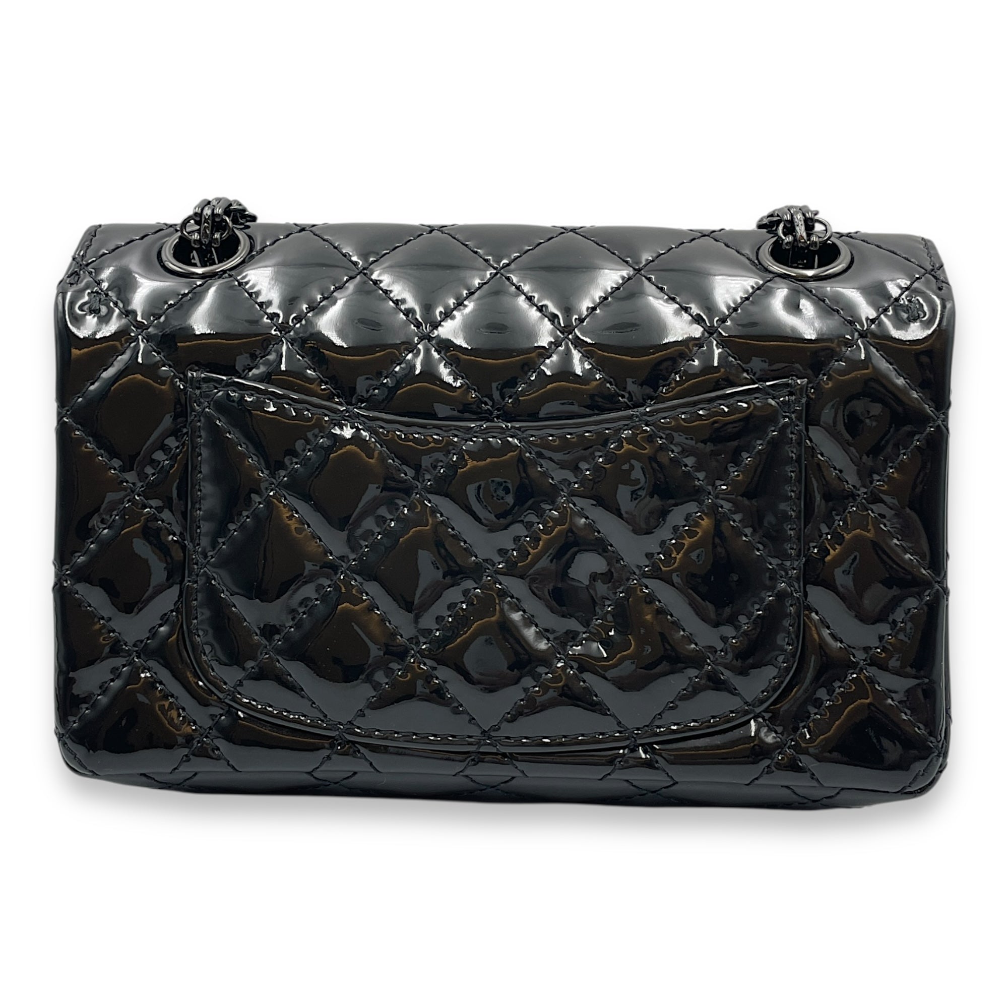 Reissue Mini Black Flap Bag in Patent Leather, So Black hardware