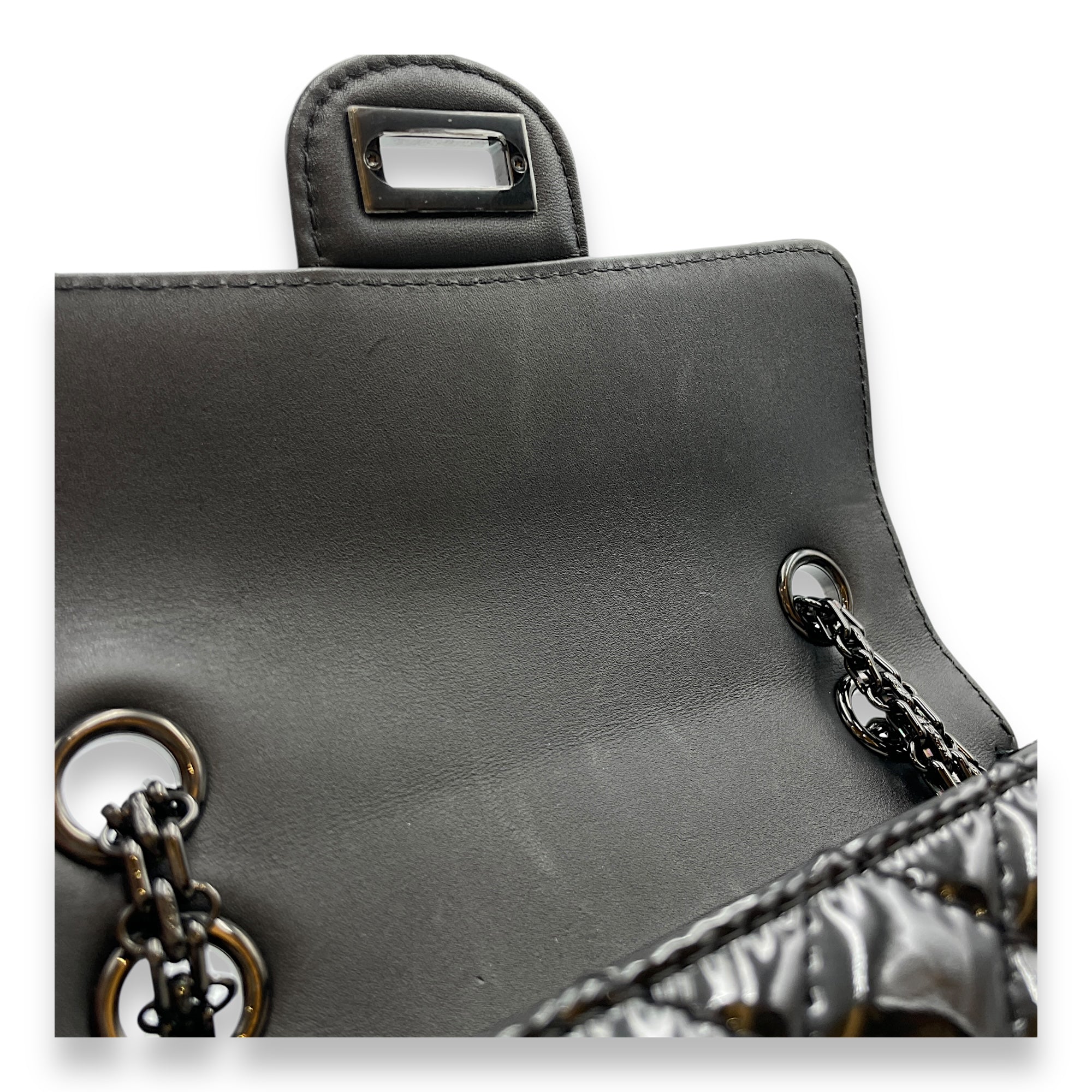 Reissue Mini Black Flap Bag in Patent Leather, So Black hardware