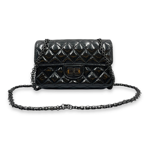 Reissue Mini Black Flap Bag in Patent Leather, So Black hardware
