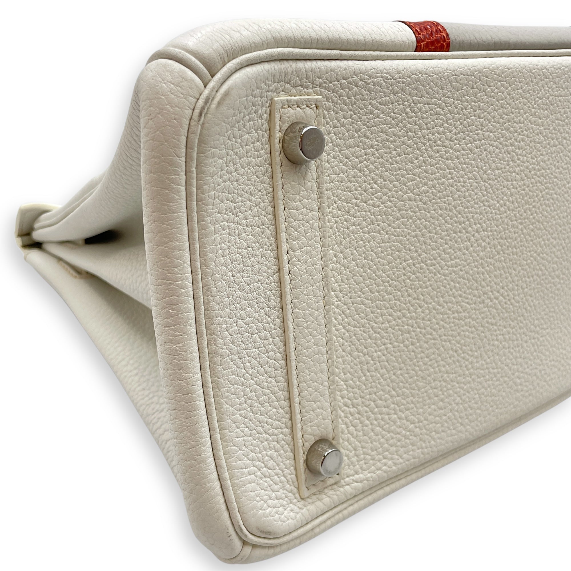 Club Birkin 30 Blanc in Clemence/Lizard, Palladium hardware