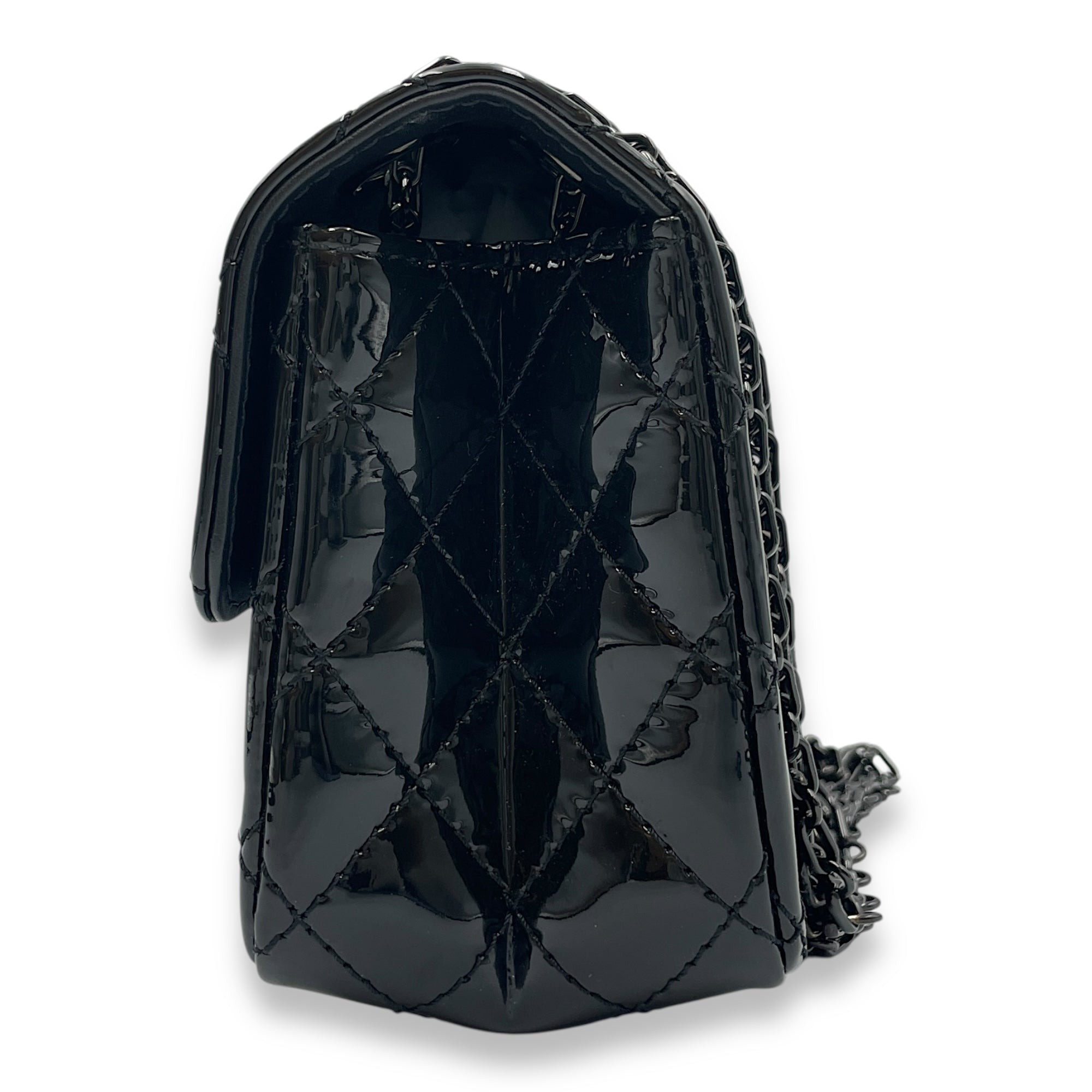 Reissue Mini Black Flap Bag in Patent Leather, So Black hardware