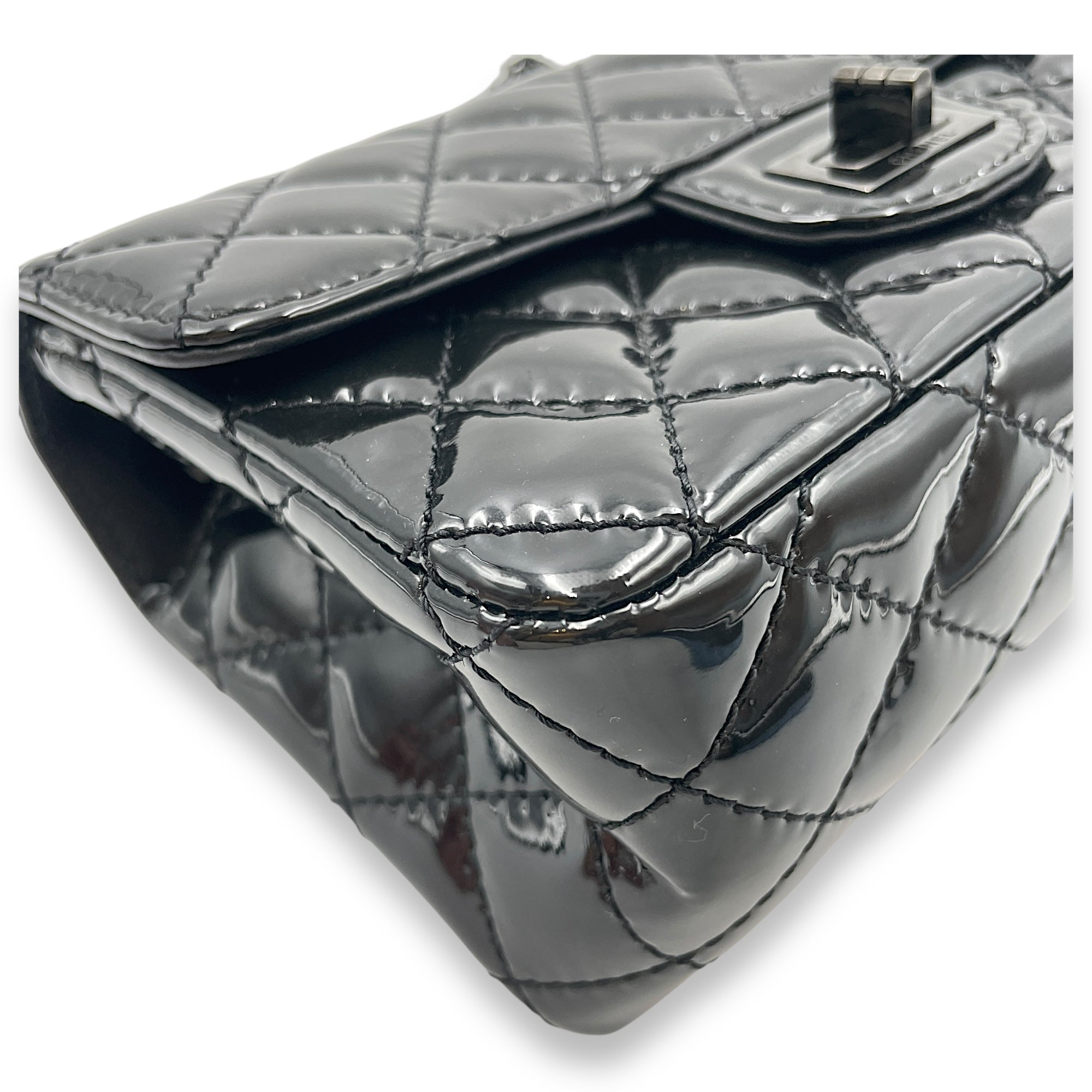 Reissue Mini Black Flap Bag in Patent Leather, So Black hardware